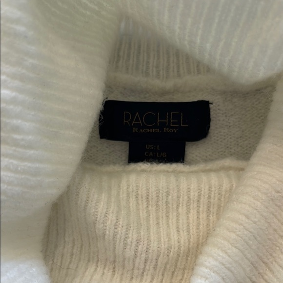 RACHEL Rachel Roy Women's Large Turtleneck Sweater Dress Grey White Colorblock - Picture 2 of 9